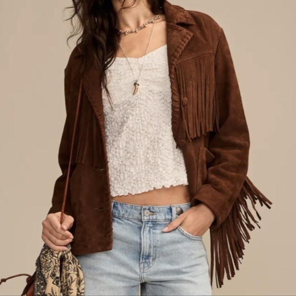 Lucky Brand Jackets & Blazers - MAKE AN OFFER-Brown Fringe Lamb Suede Jacket